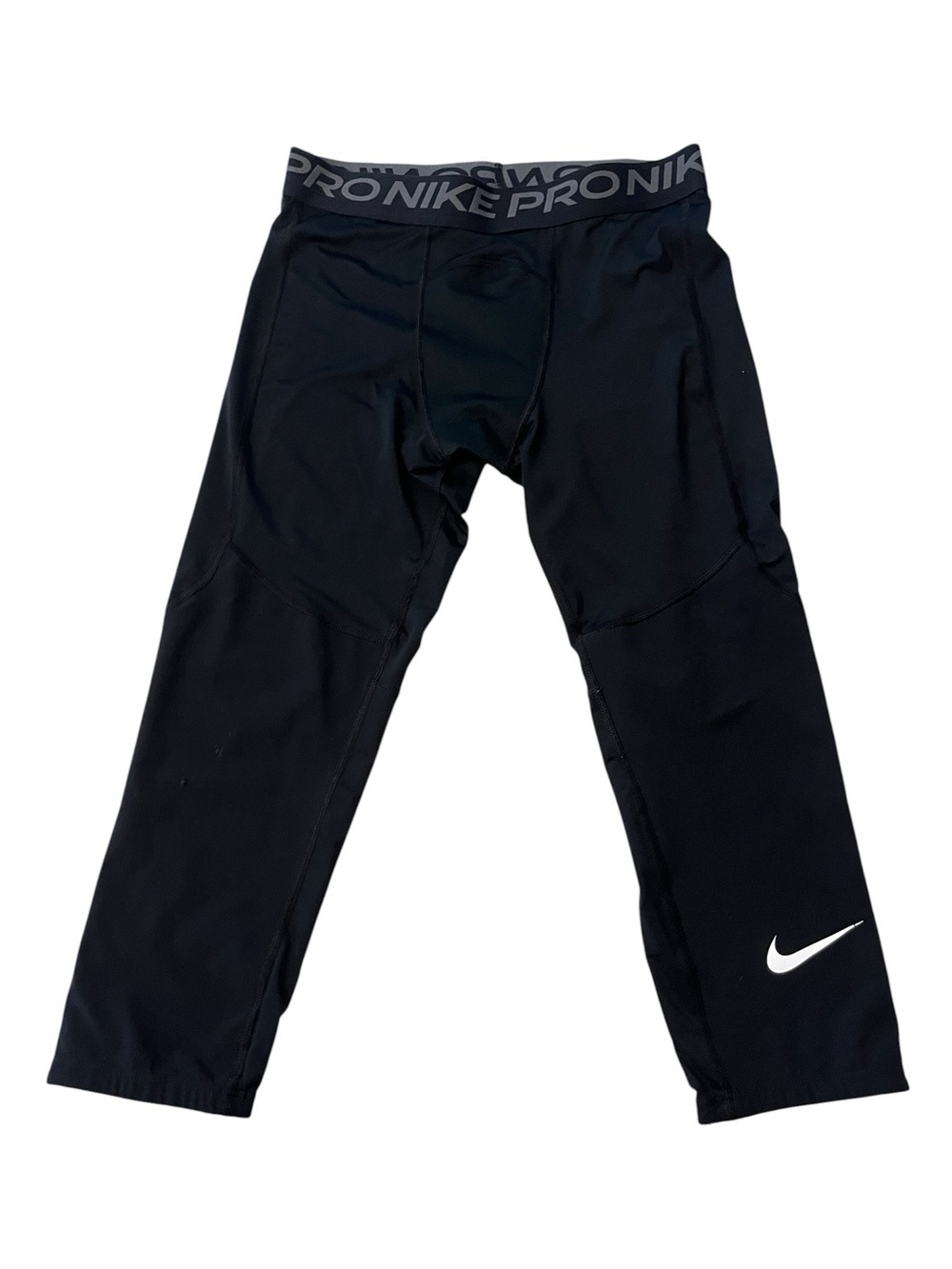 Nike Boys Black Kids' Compression Leggings with White Swoosh Sz XL